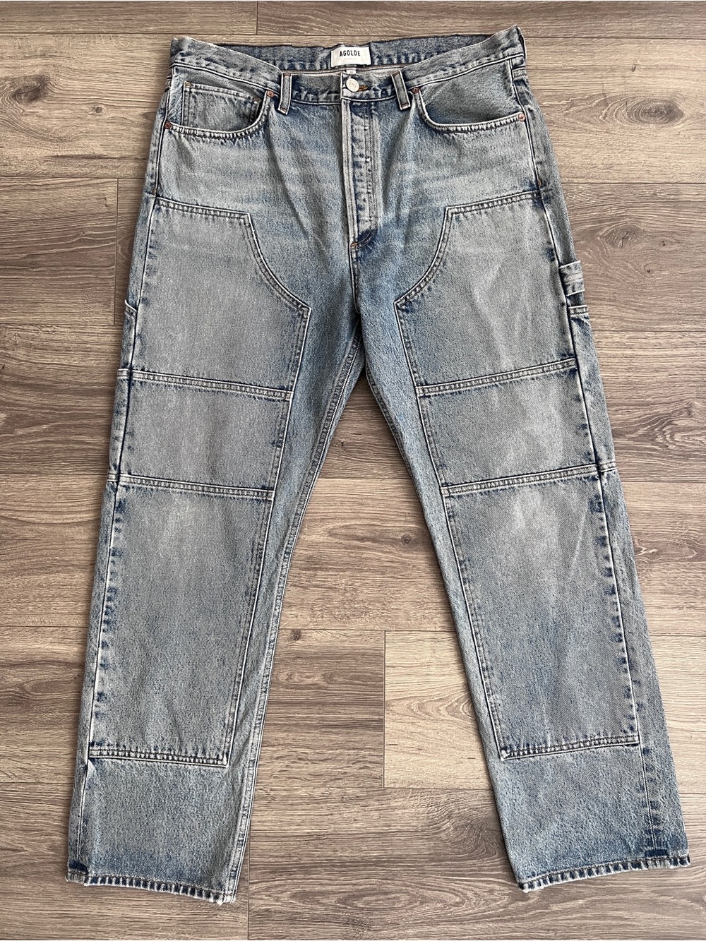 AGOLDE Mens 90s Carpenter Relaxed Straight Leg Jeans Size 32 Ratio Blue Utility